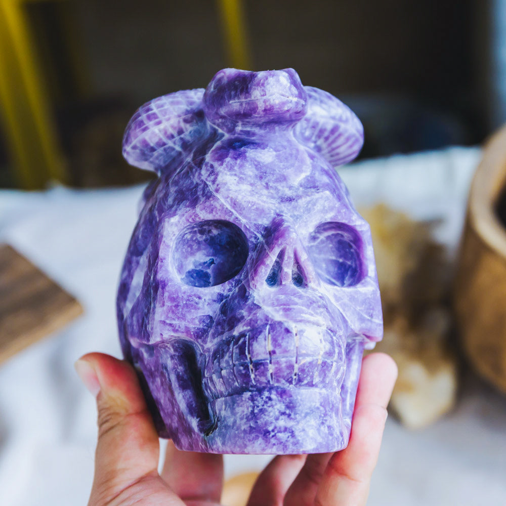 Reikistal Lepdolite Skull With Snake