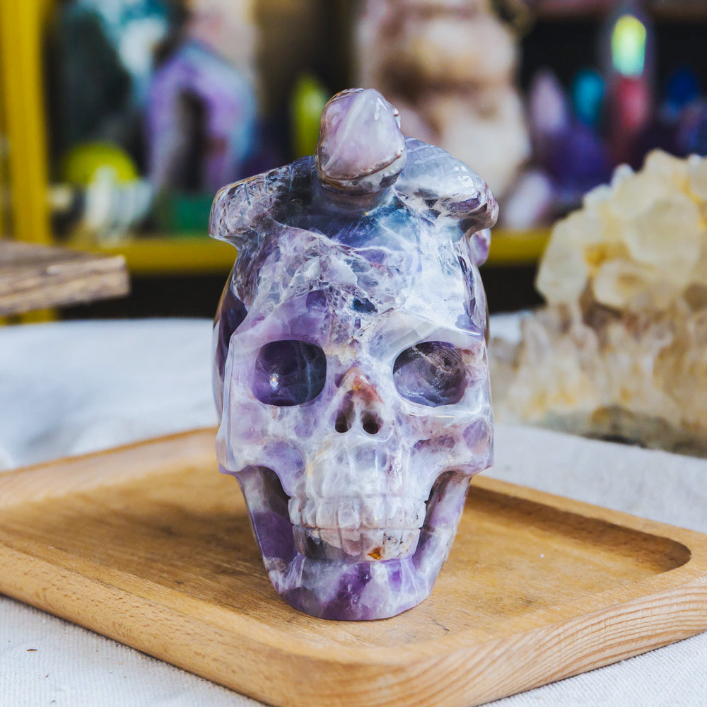 Reikistal Dream Amethyst Skull With Snake