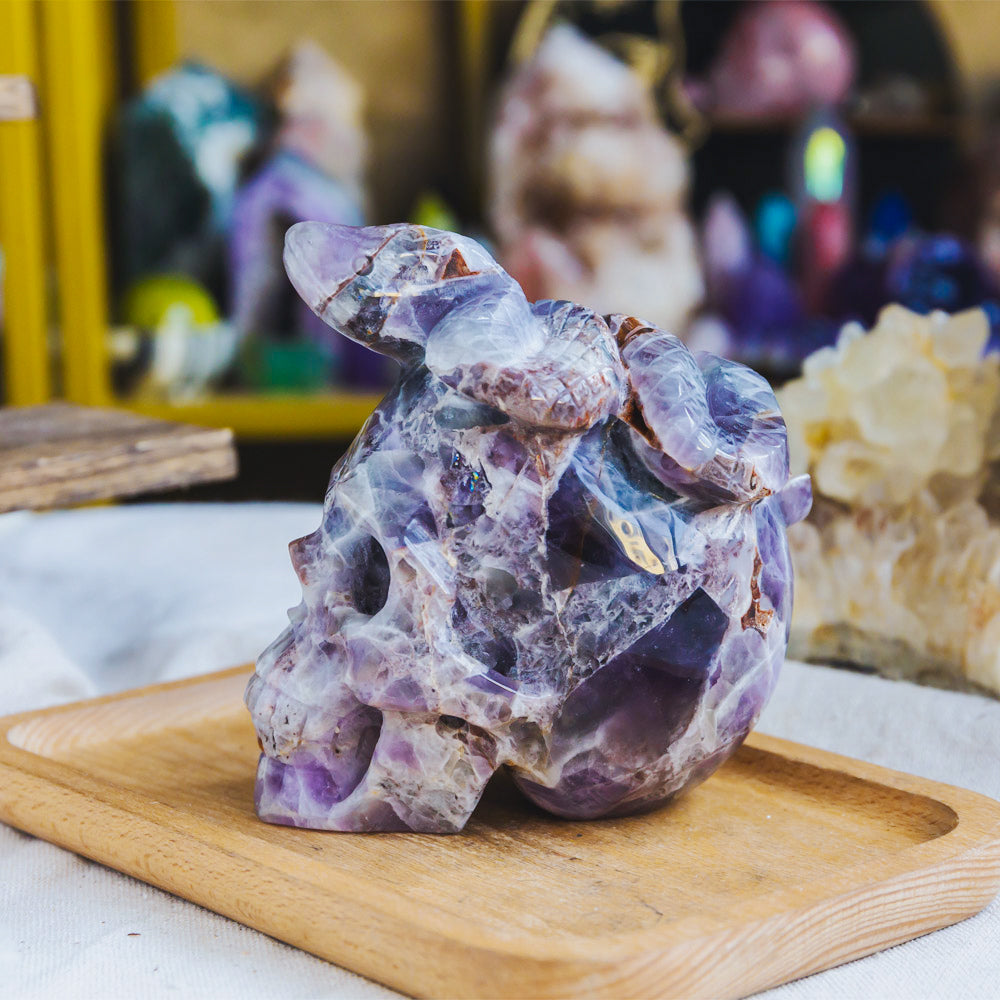 Reikistal Dream Amethyst Skull With Snake