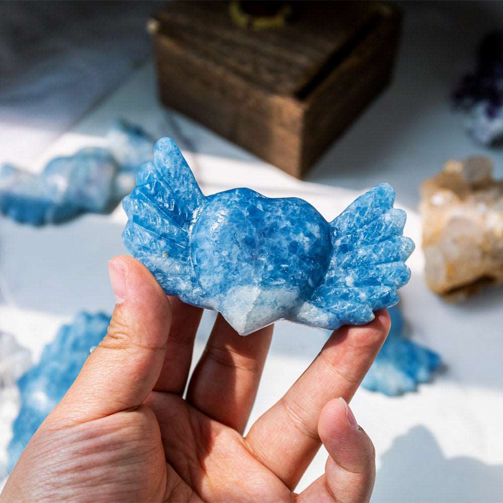 Reikistal Blue Calcite Heart Wings