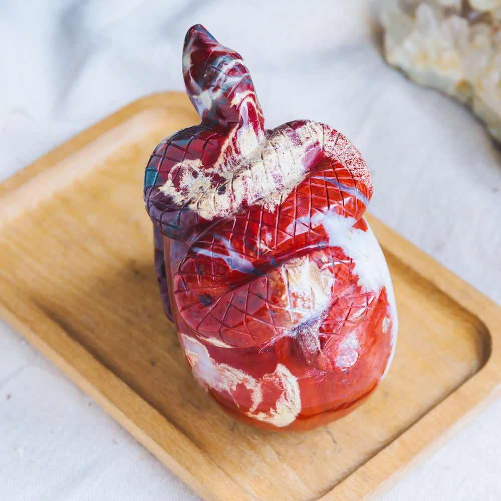 Reikistal Red Jasper Skull With Snake