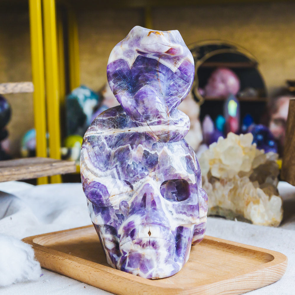 Reikistal Dream Amethyst Skull With Cobra