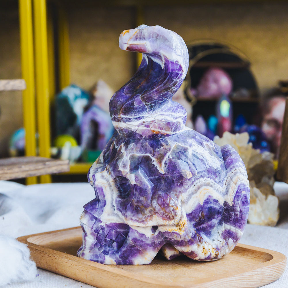 Reikistal Dream Amethyst Skull With Cobra