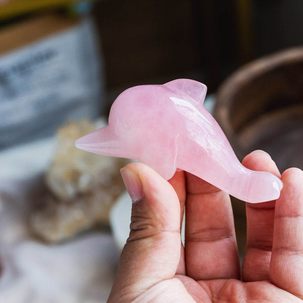 Reikistal Rose Quartz Dolphin