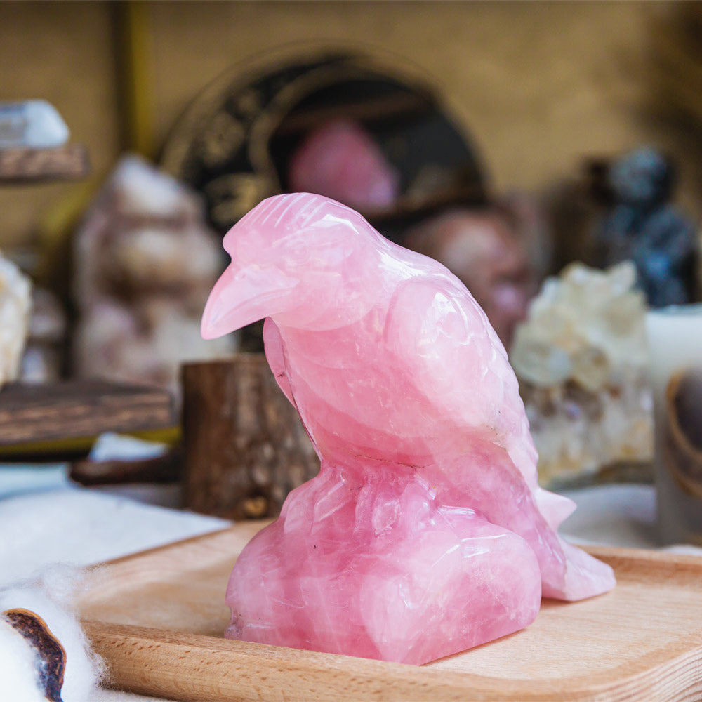 Reikistal Rose Quartz Crow