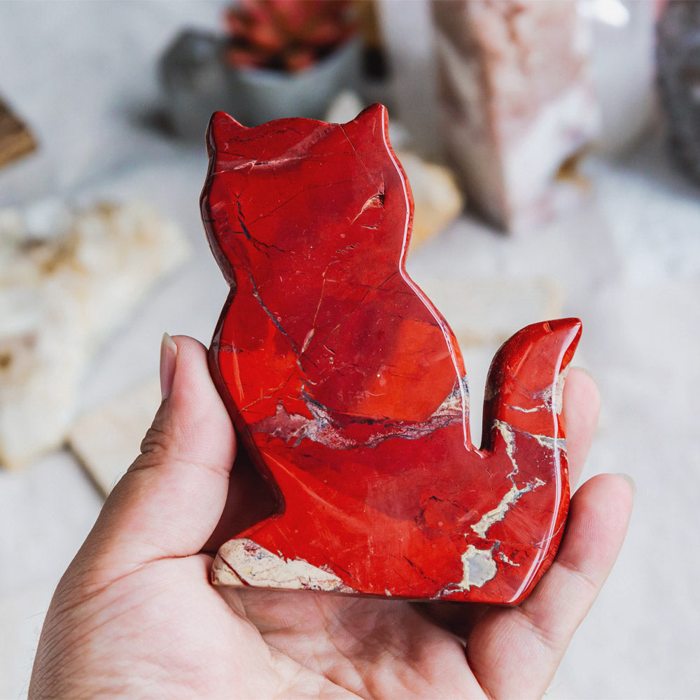 Reikistal Red Jasper Cat Slice