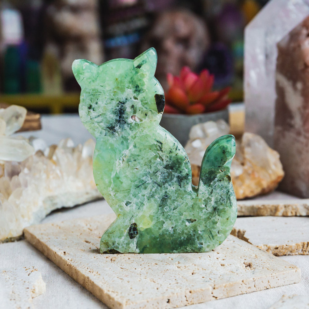 Reikistal Prehnite Cat Slice