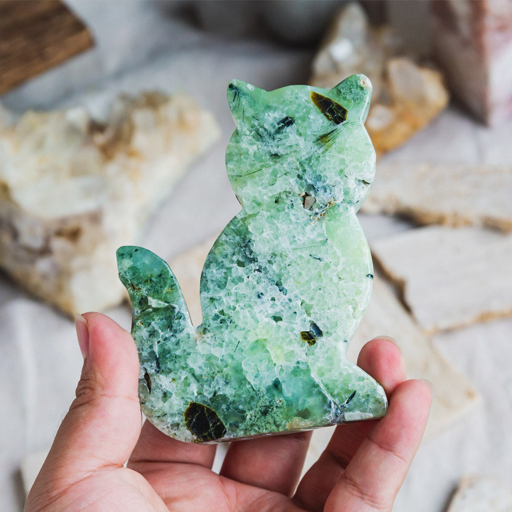 Reikistal Prehnite Cat Slice