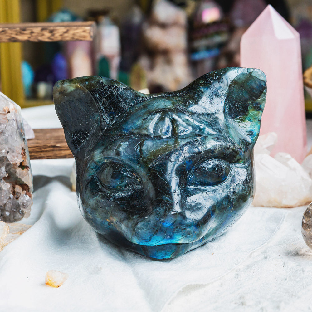 Reikistal 6" Labradorite Cat Head