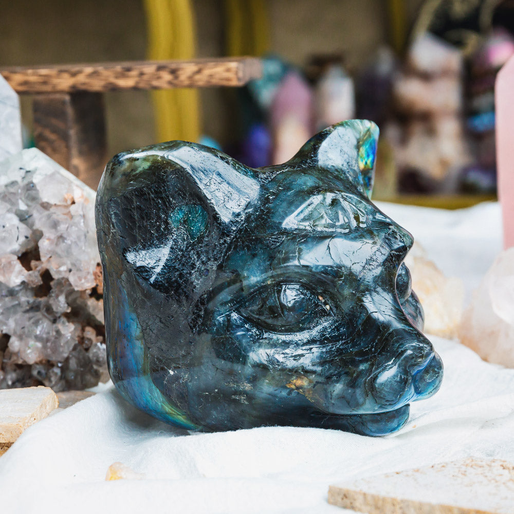 Reikistal 6" Labradorite Cat Head