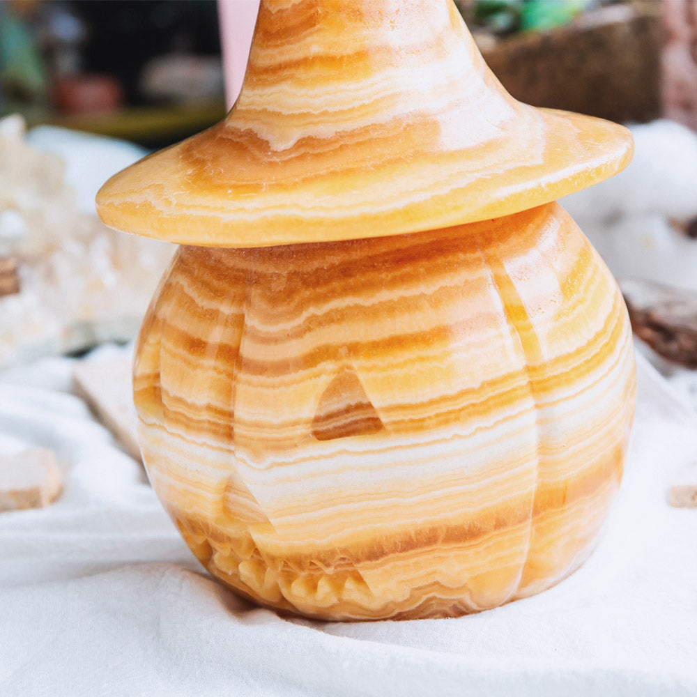 Reikistal 6" Banding Orange Calcite Pumpkin
