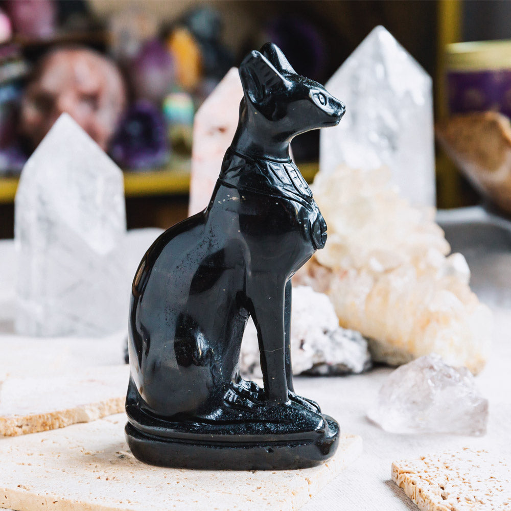 Reikistal Black Obsidian Egypt Cat