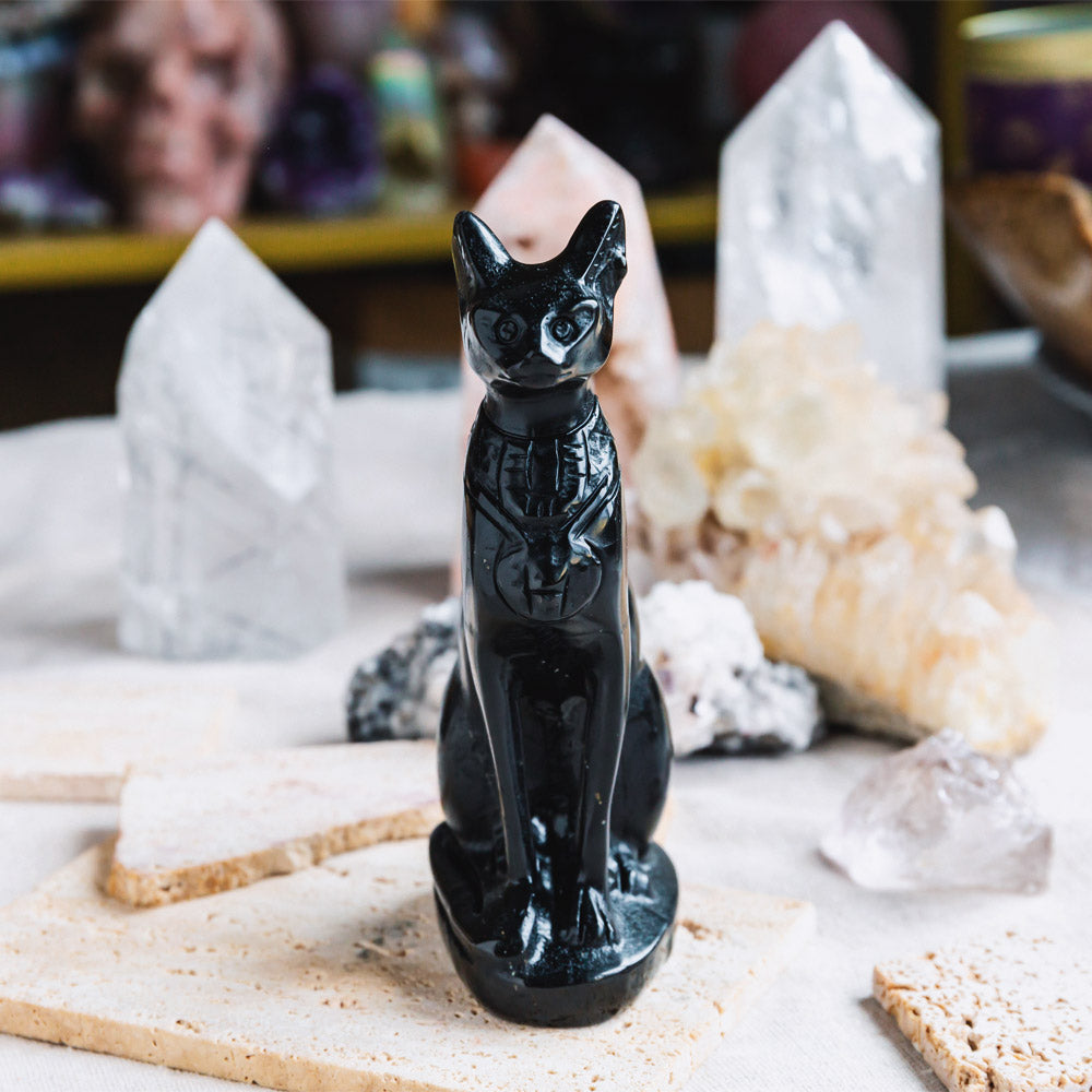 Reikistal Black Obsidian Egypt Cat