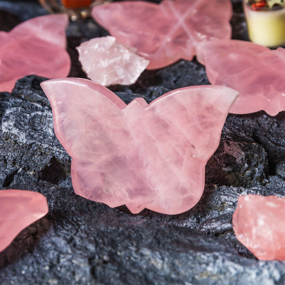 Reikistal Rose Quartz Butterfly