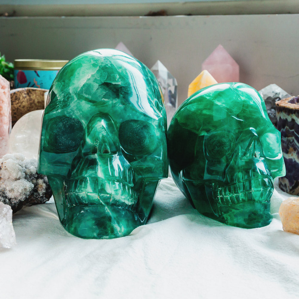 Reikistal Green Fluorite Skull