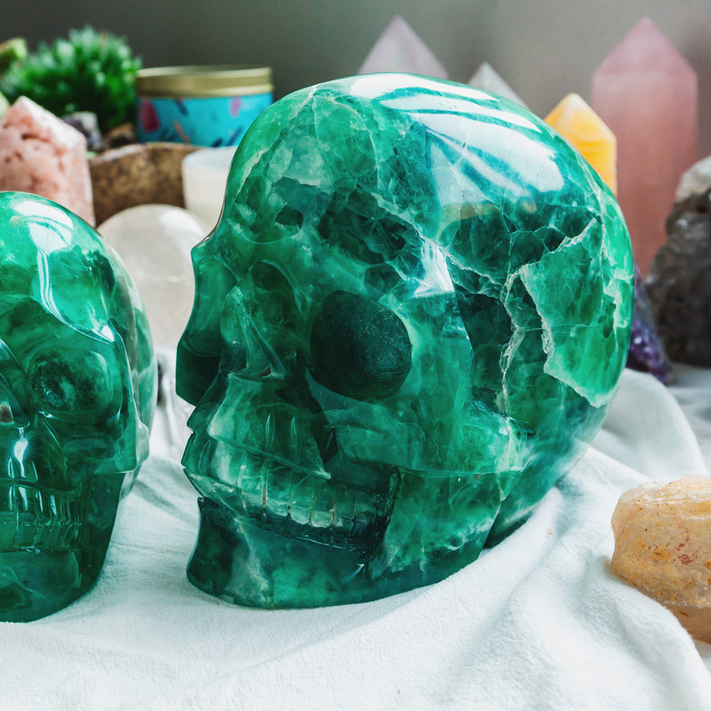 Reikistal Green Fluorite Skull