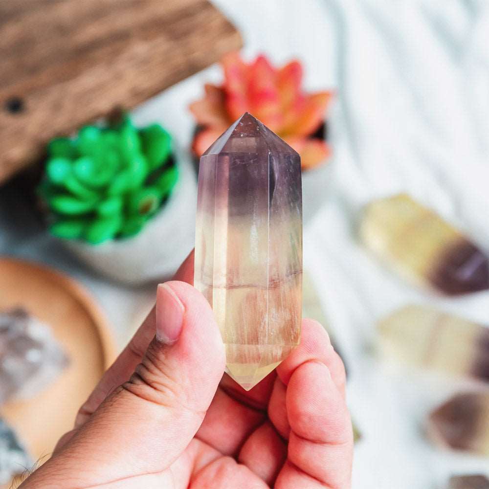 Reikistal 2.5'' Yellow Fluorite Double Point