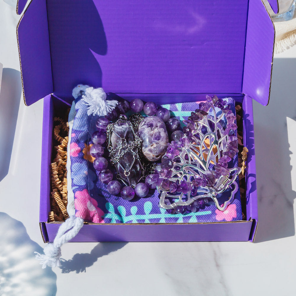 Reikistal Amethsyt | Relaxation, Cleansing | Mysterious |Root & Sacral Chakras | Crystal | Purple Gift Box