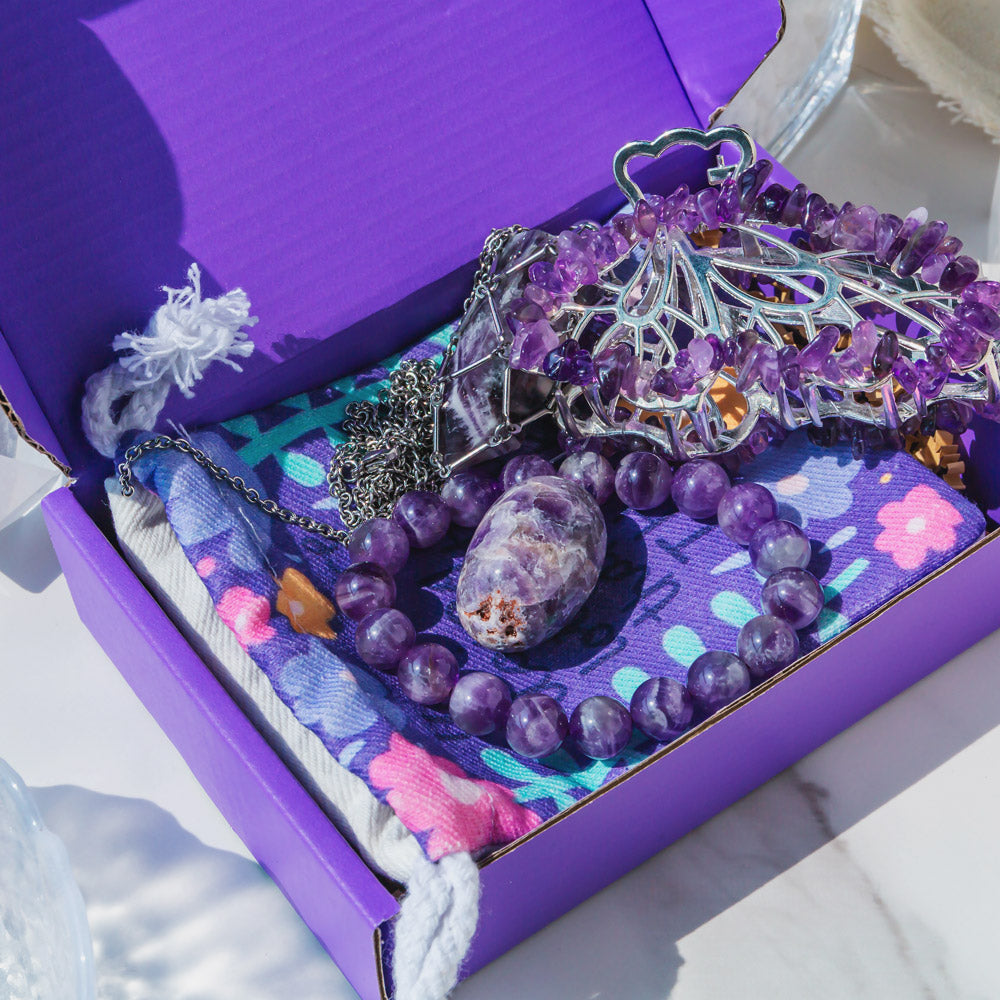 Reikistal Amethsyt | Relaxation, Cleansing | Mysterious |Root & Sacral Chakras | Crystal | Purple Gift Box