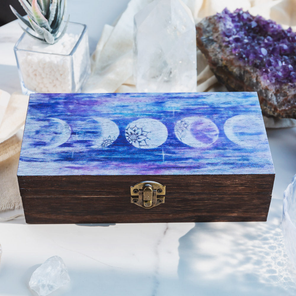 Reikistal Spiritual And Mysterious Amethyst | Tree Of Life | Phase of the Moon Wooden Crystal Gift Box