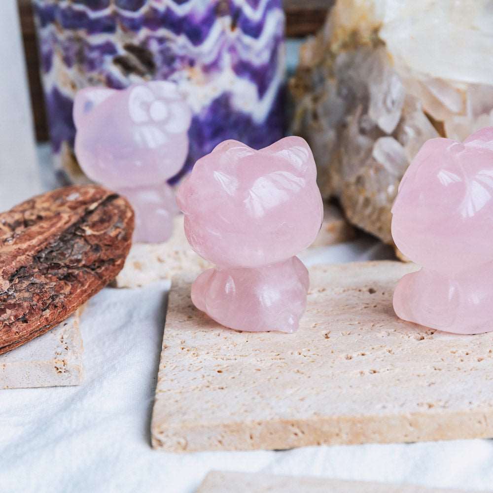 Reikistal 2'' Rose Quartz Hello Kitty