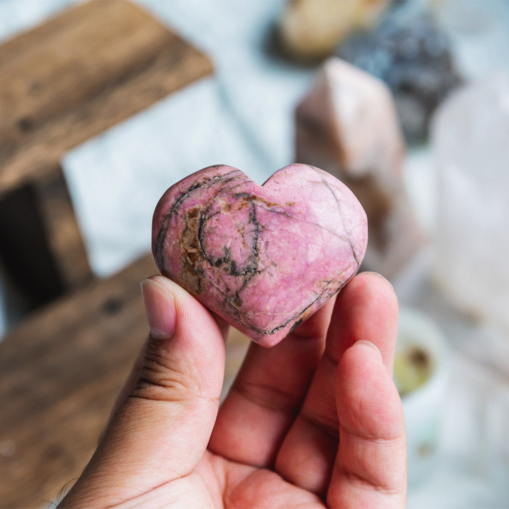 Reikistal Rhodonite Heart