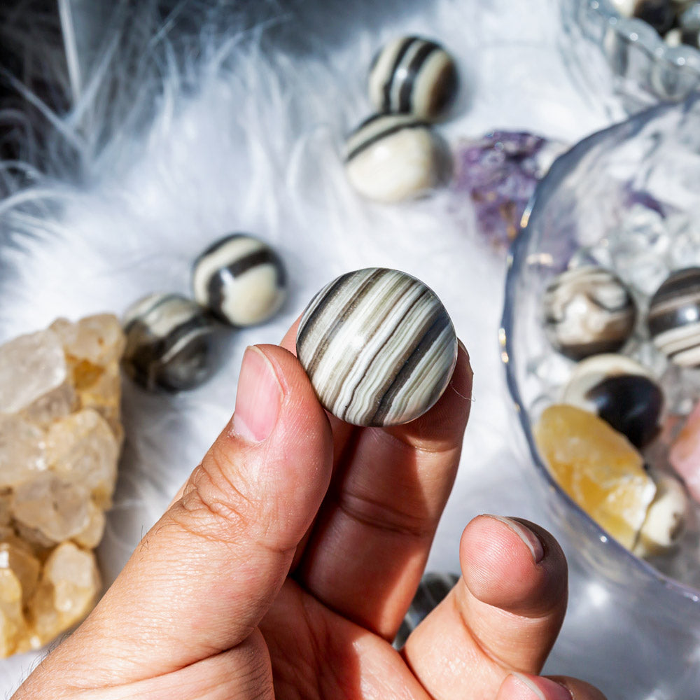 Reikistal Zebra Calcite Crystal Sphere