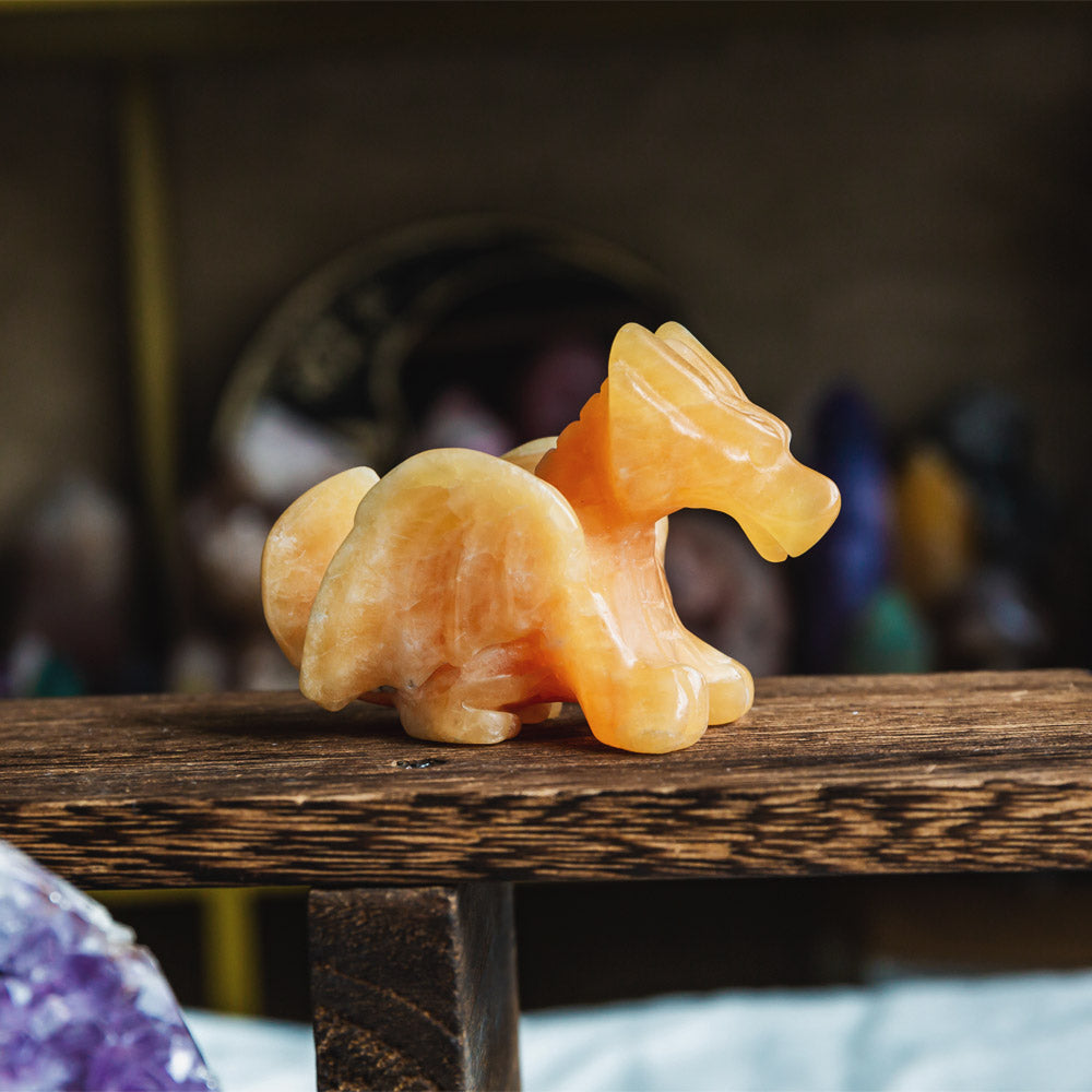 Reikistal Orange Calcite Flying Dragon