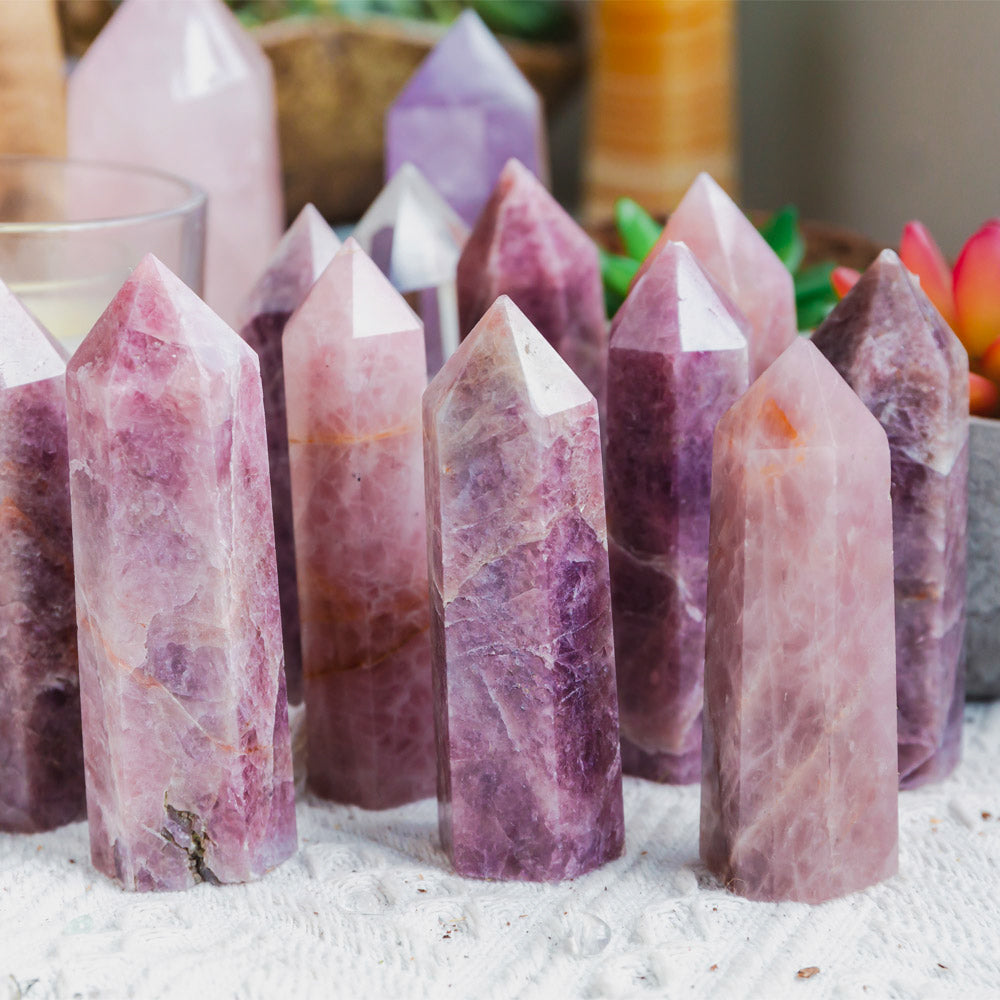 Reikistal Lavender Rose Quartz Point