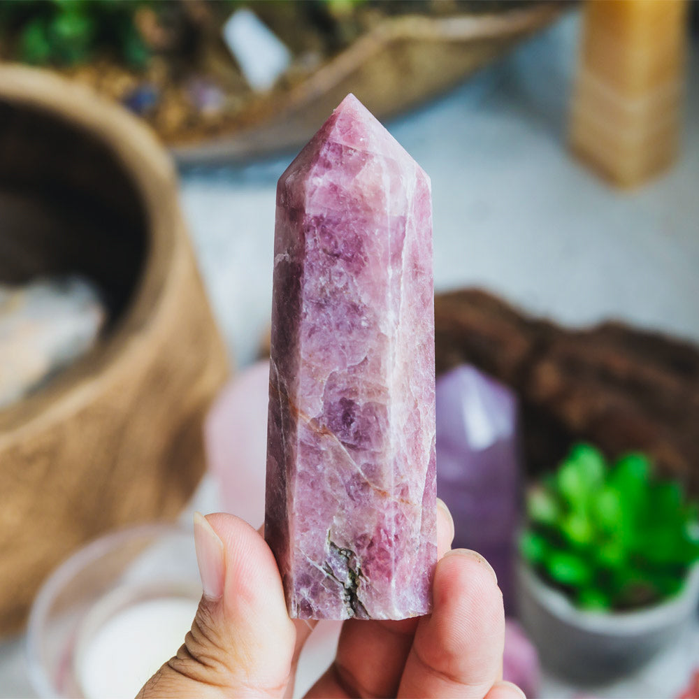 Reikistal Lavender Rose Quartz Point