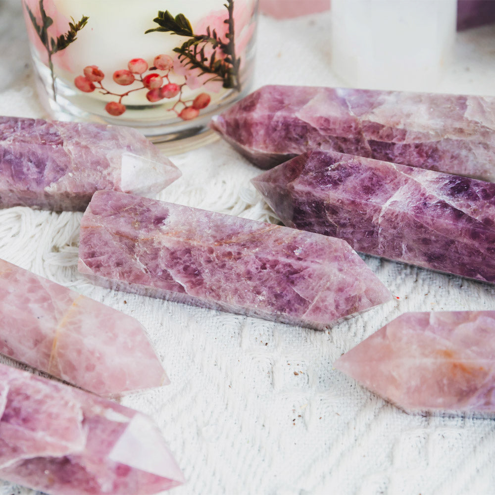 Reikistal Lavender Rose Quartz Point