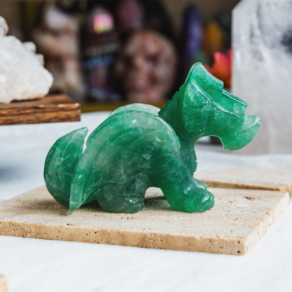 Reikistal Green Strawberrry Quartz Flying Dragon