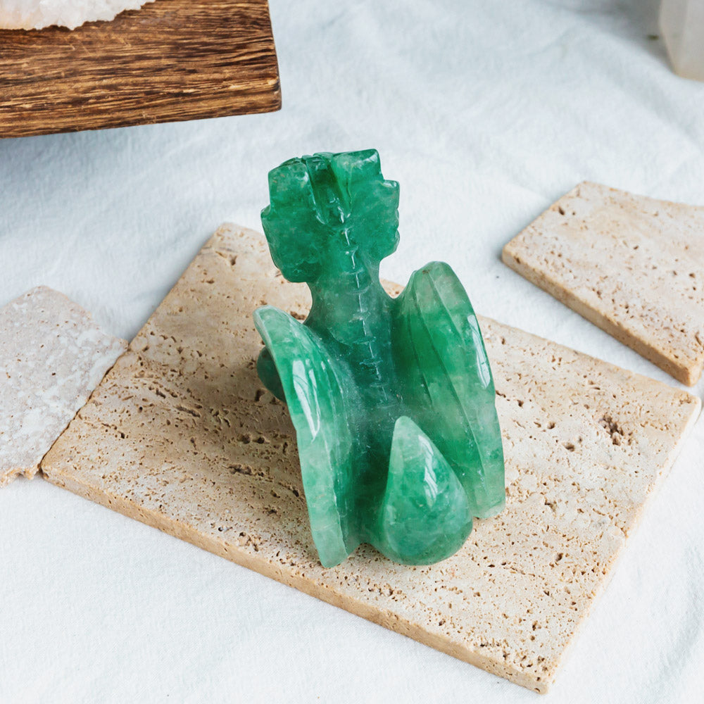 Reikistal Green Strawberrry Quartz Flying Dragon