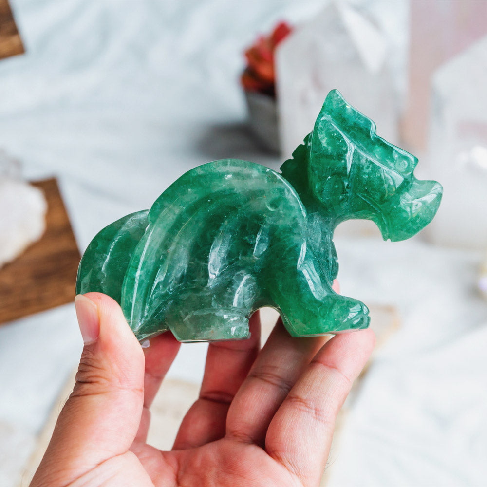 Reikistal Green Strawberrry Quartz Flying Dragon