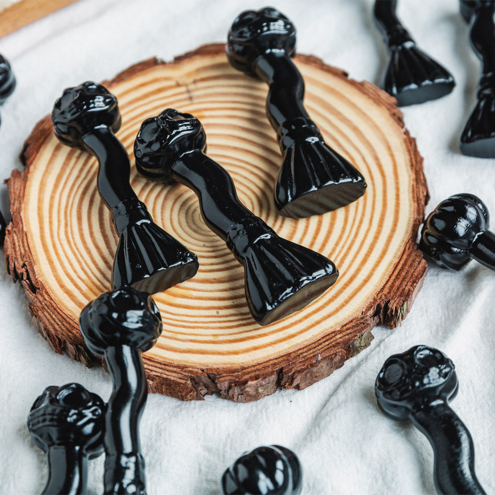 Reikistal Black Obsidian Skull Besom