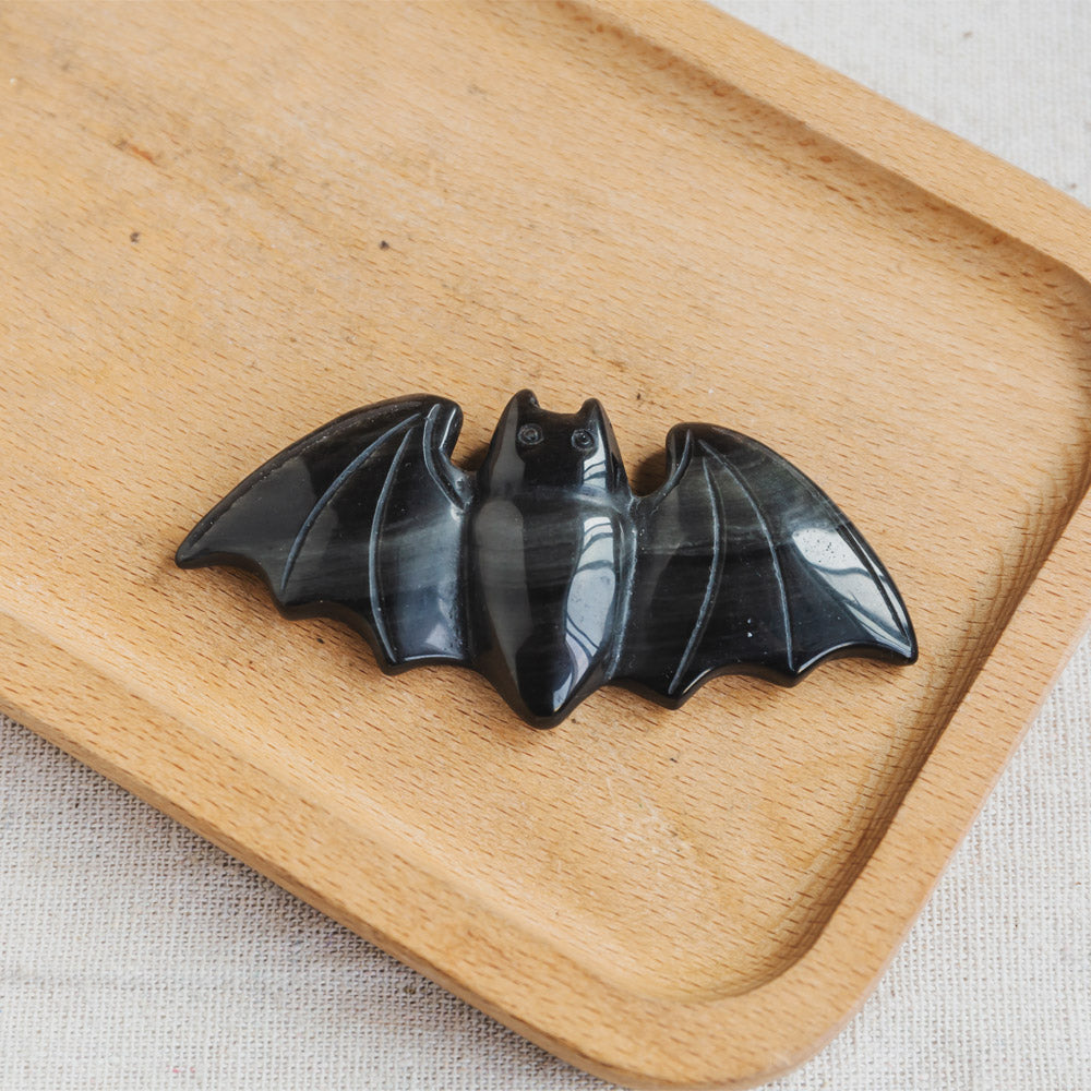 Reikistal Silver Sheen Obsidian Bat