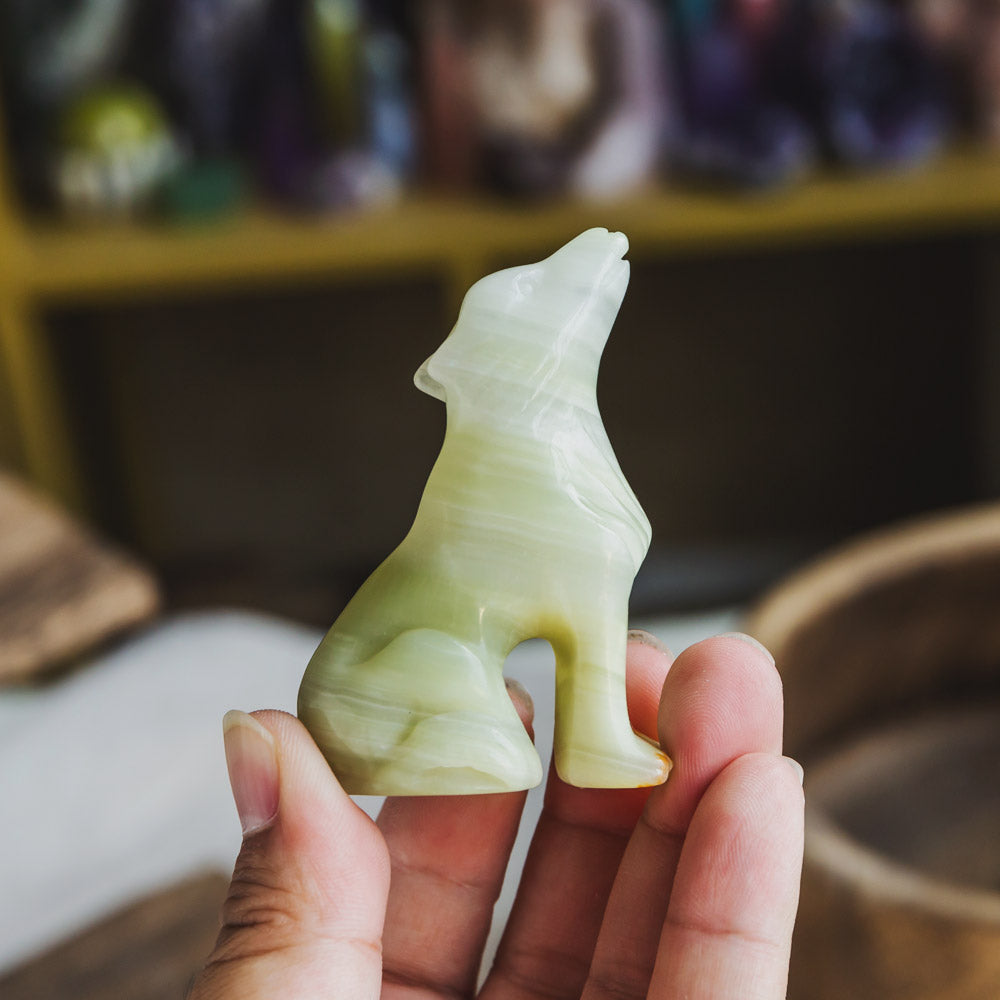 Reikistal Pistachio Calcite Wolf