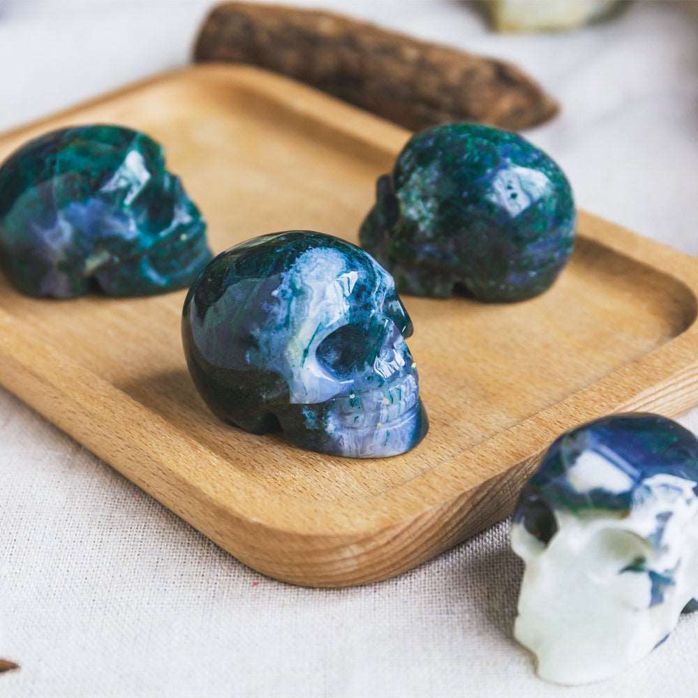 Reikistal 2'' Moss Agate Skull