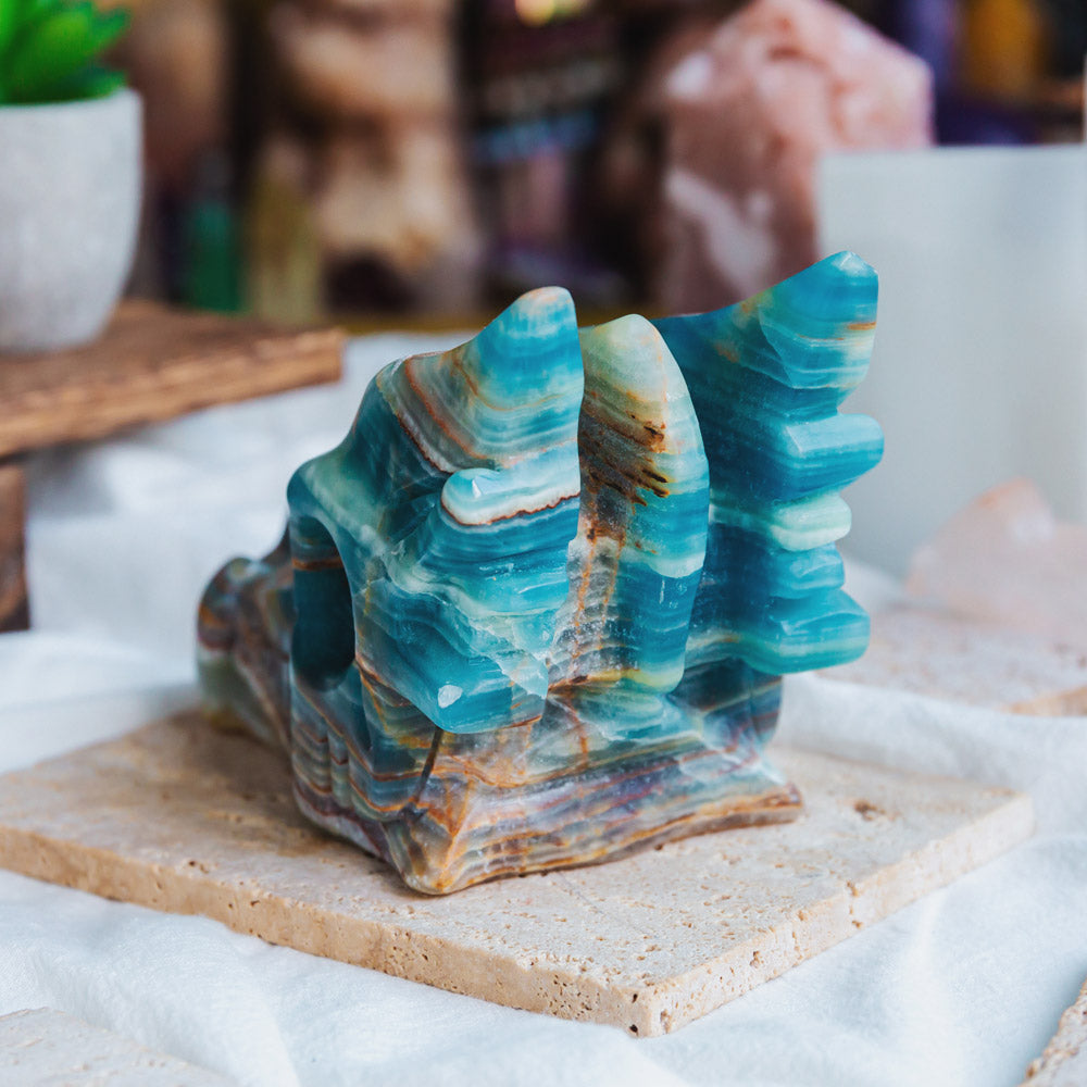 Reikistal Blue Onyx Dragon Head