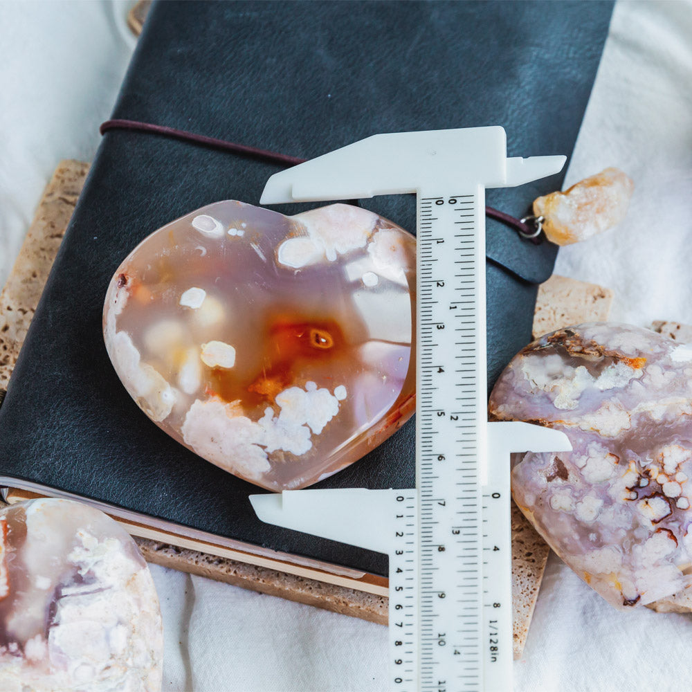 Reikistal Flower Agate Heart