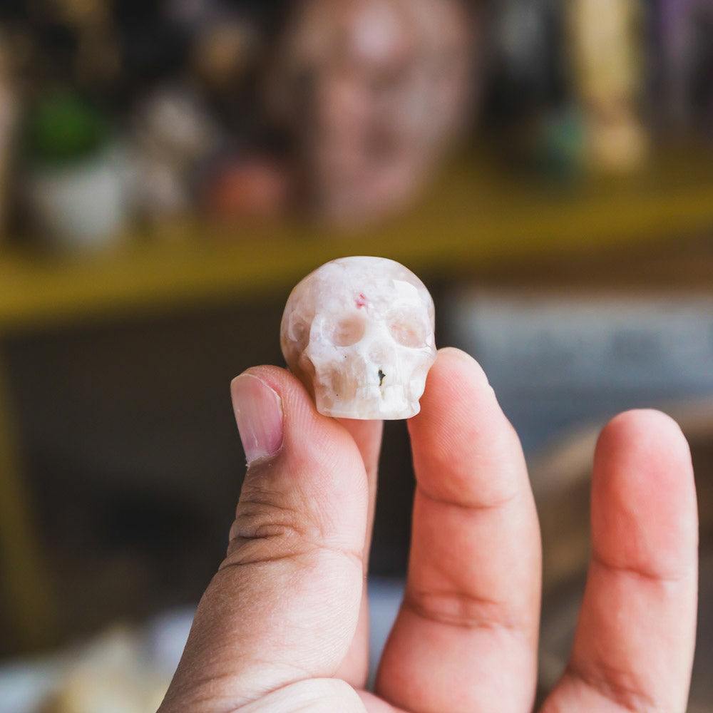 Reikistal 1" Flower Agate Skull