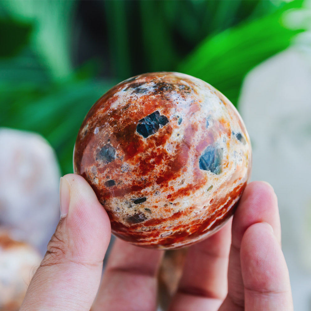 Reikistal Sunstone With Blue Apatite Sphere