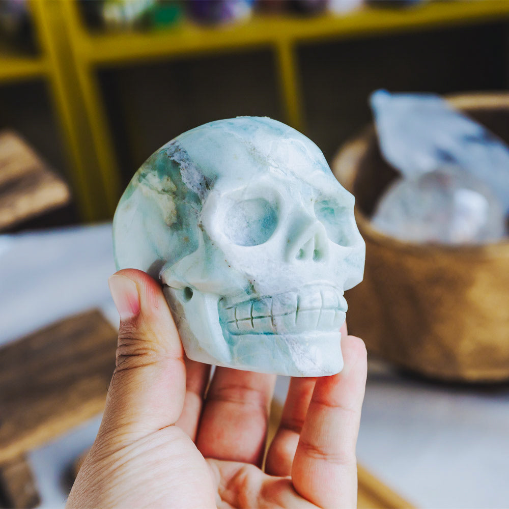 Reikistal Blue Aragonite Skull