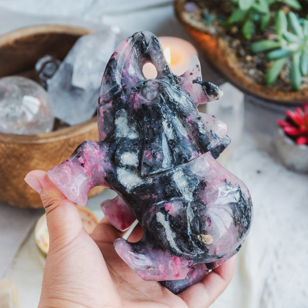 Reikistal Rhodonite With Clear Quartz Elephant