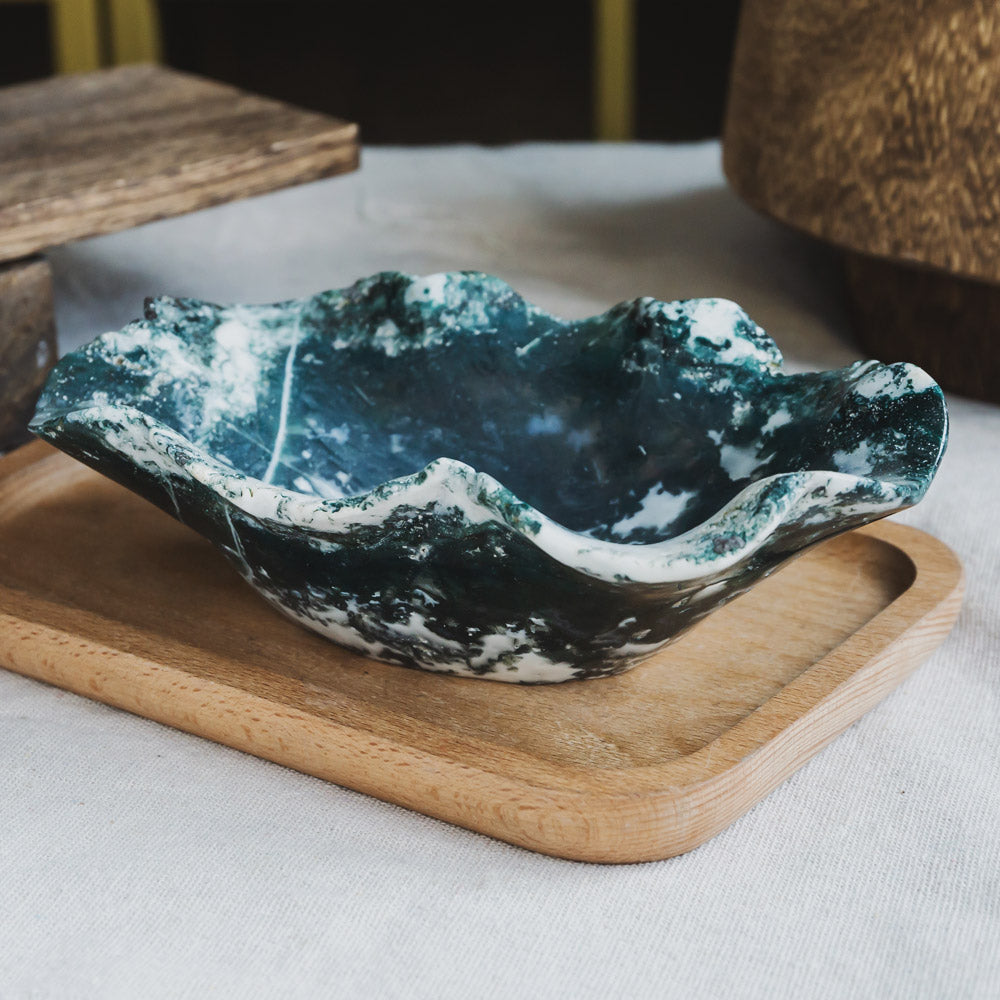 Reikistal Moss Agate Lace Bowl