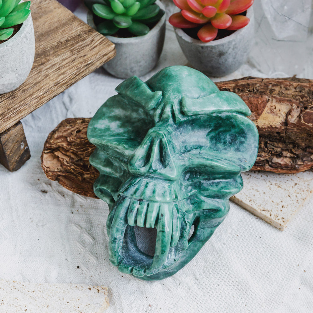 Reikistal Green Jade Skull Mask