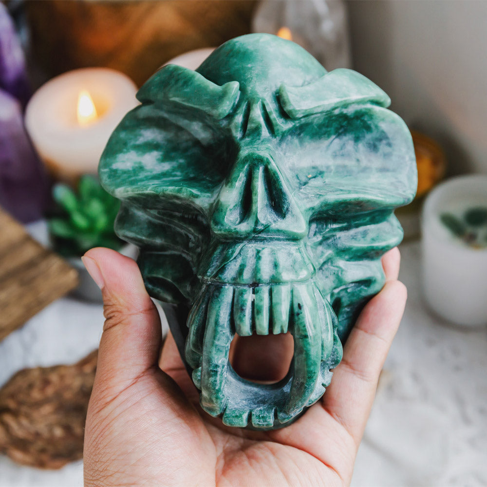 Reikistal Green Jade Skull Mask