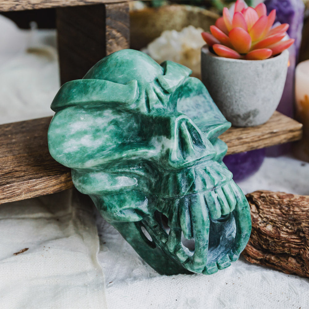 Reikistal Green Jade Skull Mask