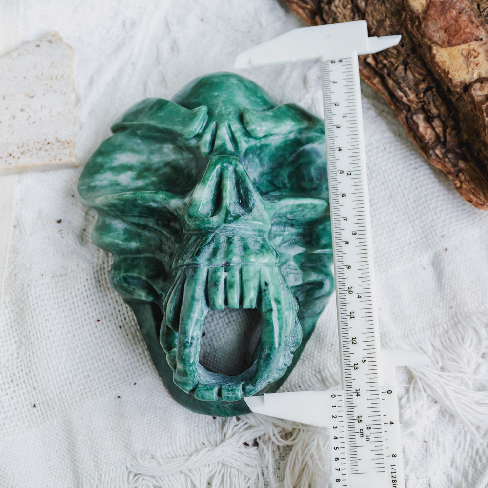 Reikistal Green Jade Skull Mask