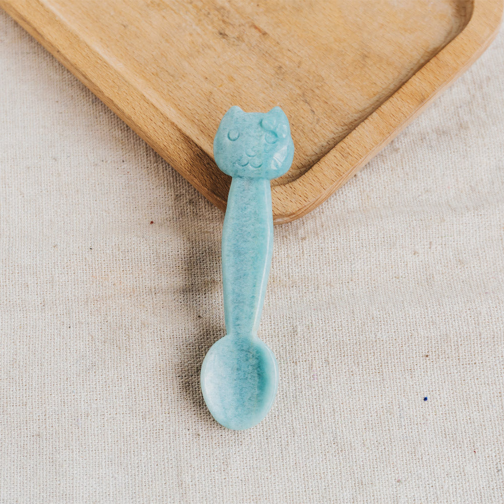 Reikistal Crystal Spoon With Cat & Rabbit